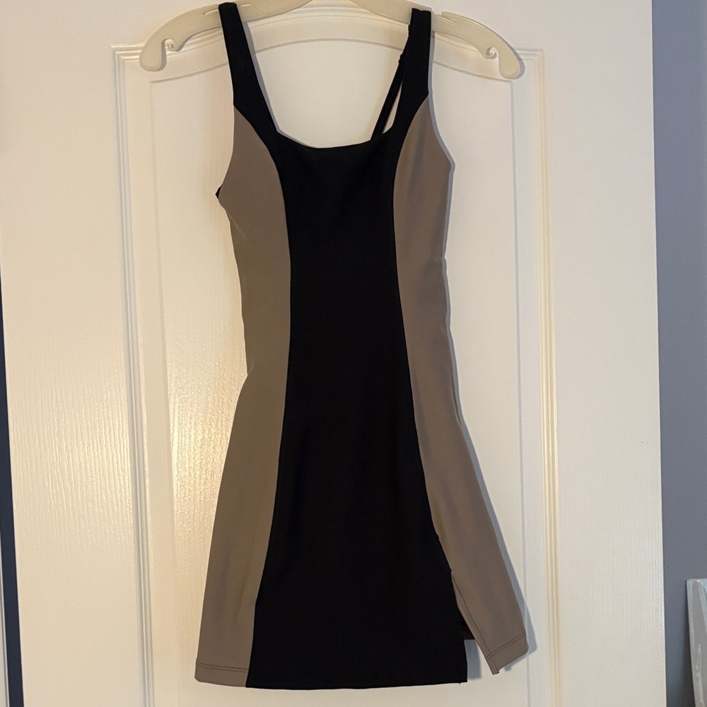 Elegant Black and Tan Mini Dress